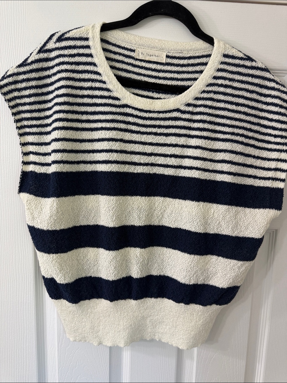 By Together Navy and White Striped Knit Tank